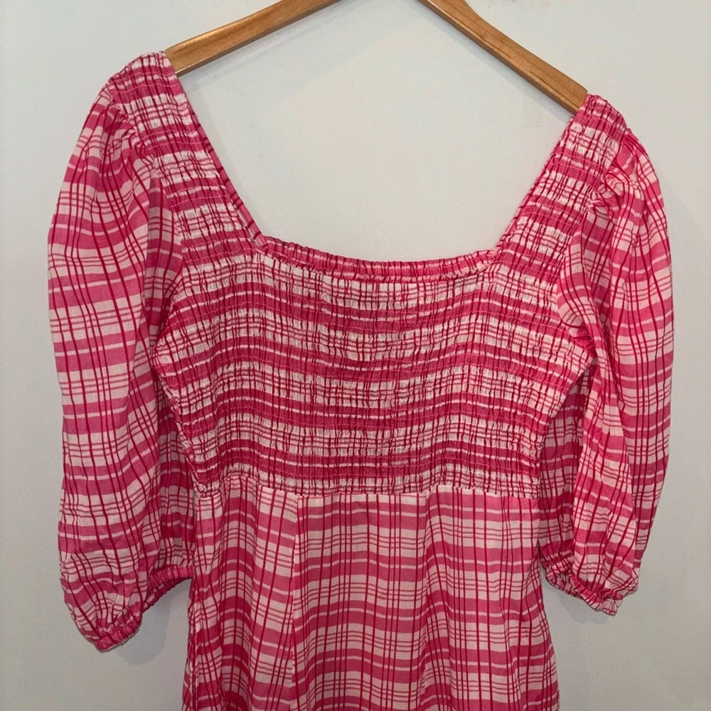 🩷Olivia James Bridget Country Plaid Pink Midi Dress - Picture 6 of 8